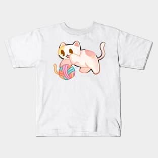 Calico Cat Playing With Yarn Kids T-Shirt